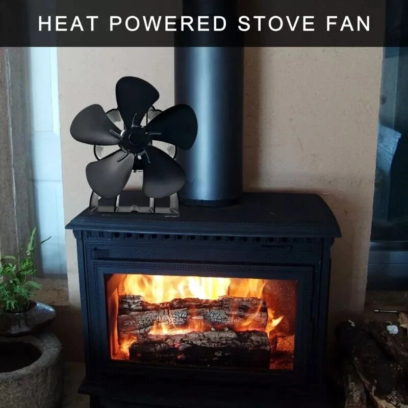 (image for) DY565J Energy Saving Fireplace Fan 5 Blade Fireplace Quiet SafeHeat Powered Stove Fan Log Wood Burner Eco Friendly Fan